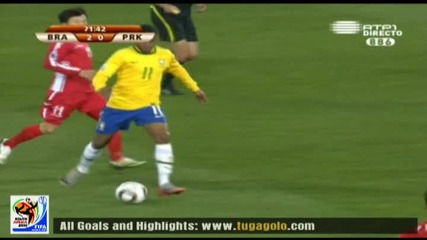 15.06.2010 Бразилия - Северна Корея 2:0 Гол на Елано - Мондиал 2010 Юар 