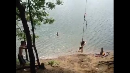 Rope swing fail (girl)