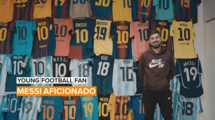 Young Football Fan: This guy knows what he wants and it's Messi jerseys