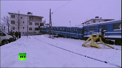 Sweden train crash_ Cleaning lady steals commuter, hits hous