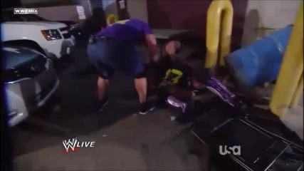 John Cena Attitude Adjustment (fu) Justin Gabriel onto a car!!