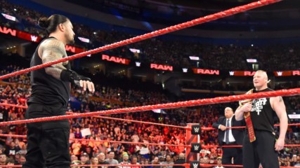 Roman Reigns and Brock Lesnar meet before the Greatest Royal Rumble event: Raw, April 23, 2018