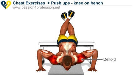 Push ups - knee on bench