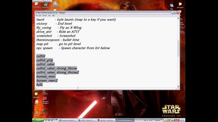 Star Wars Jedi Academy cheats 