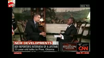 11 годишно момче интервюира не кой да е а Barack Obama
