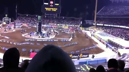 Supercross at Dodger Stadium main event first lap 2011 