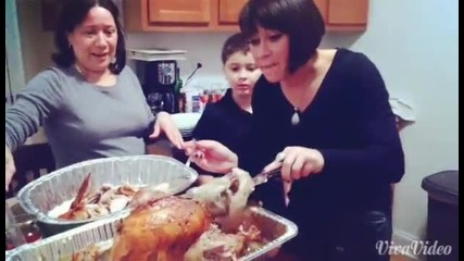 Carving for the 1st time. Turkey Prank!!!