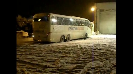 National Express coach stuck in the snow