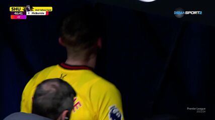 Sheffield United FC with a Red Card vs. Burnley FC