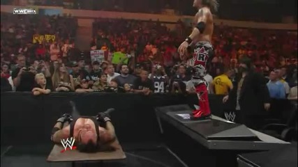 Edge - Diving Splash off the Announcer Table to another Table