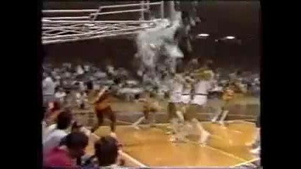 Michael Jordan breaks backboard with a dunk