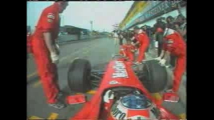 Schumacher Crashes Into A Pit Crew