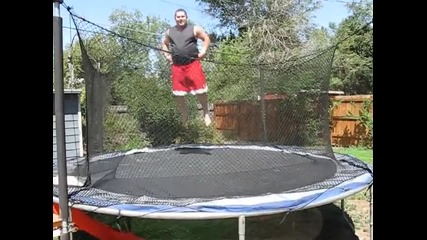 Fat man breaks trampoline