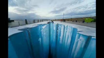Как Се Рисува Триизмерен Ледник Върху Улица 