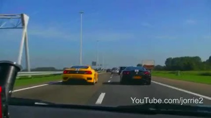 5 Ferrari Challenge Stradales going mad on highway!! - 1080p Hd 