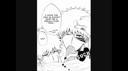 bleach doujinshi ( yaoi ichigo x ichigo x grimmjow ).