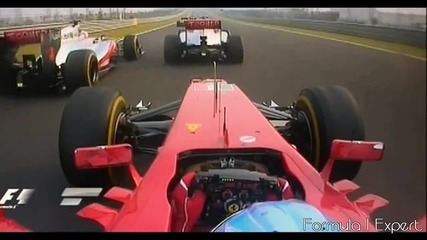 F1 Гран при на Индия 2012 - Alonso срещу Hamilton срещу Button [hd][onboard]