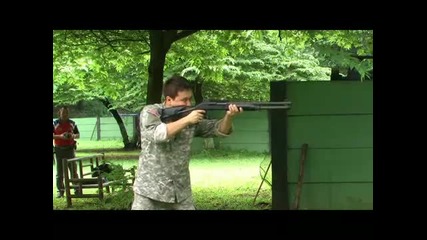 Denny Ajd shoots Benelli M4 shotgun military version.