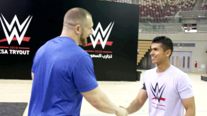Mojo Rawley meets WWE tryout attendees in Saudi Arabia