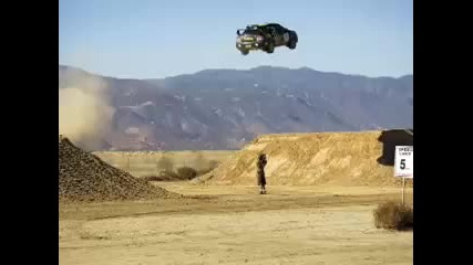 Ken Block jumps his rally car 171 feet 