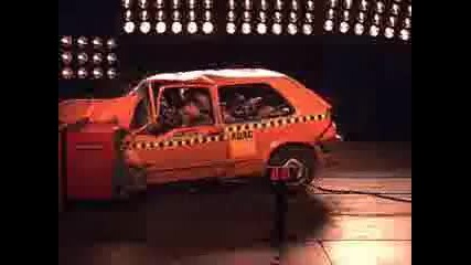 vw beetle and golf (rabbit) crash test