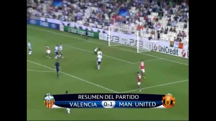Valencia - Manchester United 0:1 Chicharito Gol 