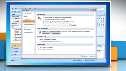 Microsoft® Outlook 2007: How to change e-mail security settings on Windows® 7?