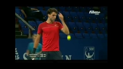 Unique shot by Grigor Dimitrov vs. Troicki in Basel