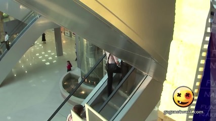 Naked and Funny Surprise On An Escalator