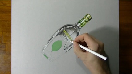 Реалистично рисуване на бутилка от руска водка!