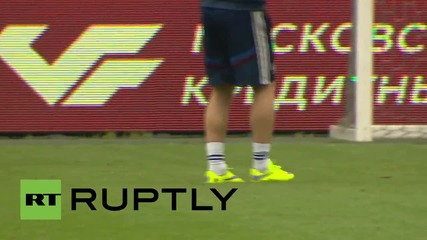 Russia: National football team train, watched by Sports Minister Mutko