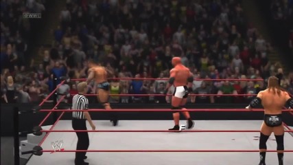 Wwe '13_ Goldberg vs Evolution (triple H, Randy Orton & Batista)