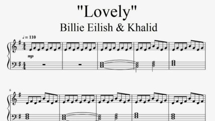 "Billie Eilish & Khalid - lovely" - Piano sheet music (by Tatiana Hyusein)