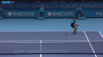 Barclays Atp World Tour Finals 2015 - Federer With a Huge Backhand Hot Shot