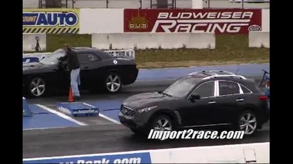Dodge Challenger Срещу Infiniti Ex35 Кой ли е победител .. ?