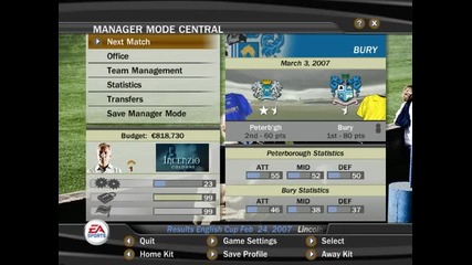 Fifa 07 - Manager Mode Bury Season 01 Ep 52