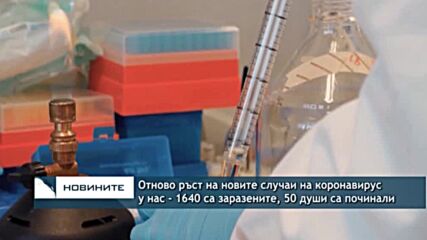 Отново ръст на новите случаи на коронавирус у нас - 1640 са заразените, 50 души са починали