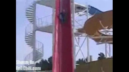 Dumb Chick Goes Down A Closed Slide