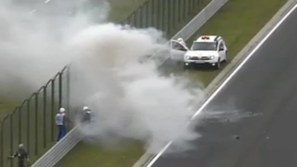 F1 Гран при на Унгария 2011 - болида на Heidfeld се запалва !!! Hd