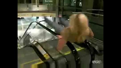 cute blonde escalator spin