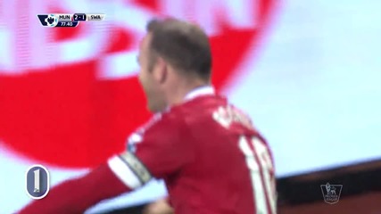 Уейн Рууни от Манчестър Юнайтед за 2:1 срещу Суонси