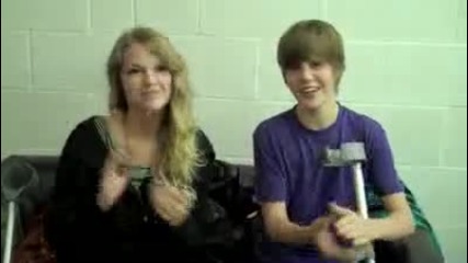 Justin Bieber и Taylor Swift говорят за счупения крак на Justin 