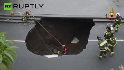 Huge Sinkhole Swallows Car in Catania