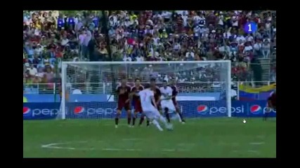 David Villa nice free kick (long) goal _ Venezuela 0-1 Spain
