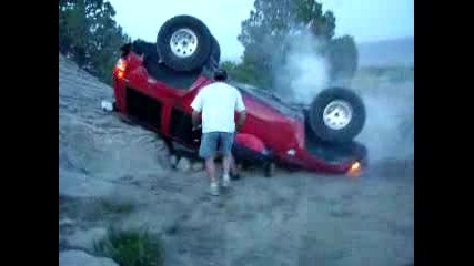 Jeep Flips Over Backward