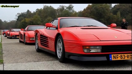 Звукът на шест Ferrari Testarossa