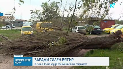 Жълт код за силен вятър в 20 области на страната
