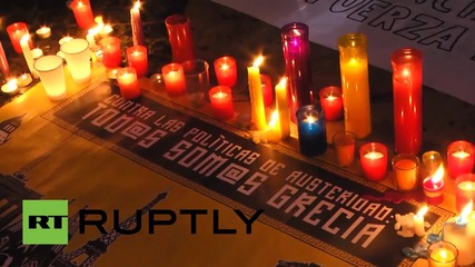 Spain: Activists hold candle-lit rally in solidarity with Greek 'NO' voters