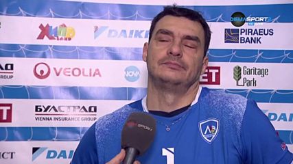 Владо Николов и Мирослав Живков след победата на ВК Левски над ВК Пирин