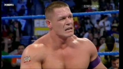 Smackdown 22.12.10 John Cena Vs Dolph Ziggler and Vickie Guerrero Handicap match part 3 